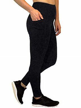 Spyder Active High Waist Athletic Leggings Navy Blue Womens Sz S Side Pockets